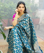Teal Blue Jacquard Saree 