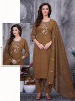 Mustard Roman Silk Kurti Pant Set