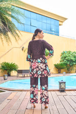 Stylish Brown Pure Cotton Floral Co-ords Set