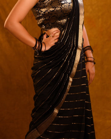 Premium Black Jacquard Saree – Elegant Festive & Party Wear Saree