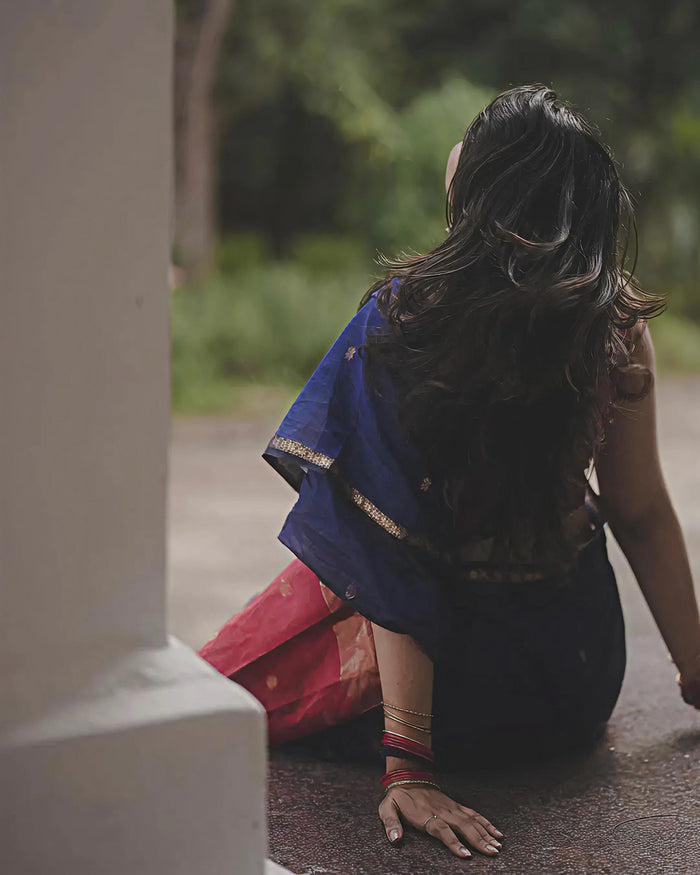 Blue Jacquard Saree – Elegant & Timeless Indian Ethnic Wear