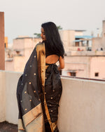 Elegant Black Jacquard Saree