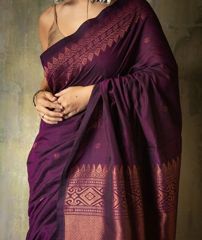 Luxury Wine Jacquard Saree – Elegant Designer Drape for Weddings & Festive Occasions
