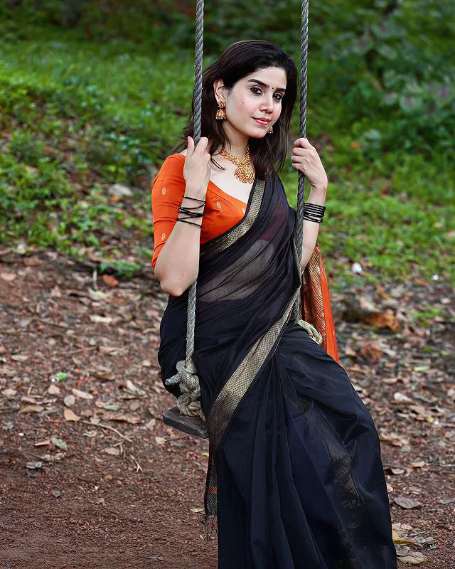 Black Jacquard Saree – Elegant & Premium Ethnic Wear