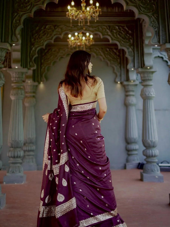 Wine Jacquard Saree – Luxurious Elegance in a Royal Deep Wine Shade