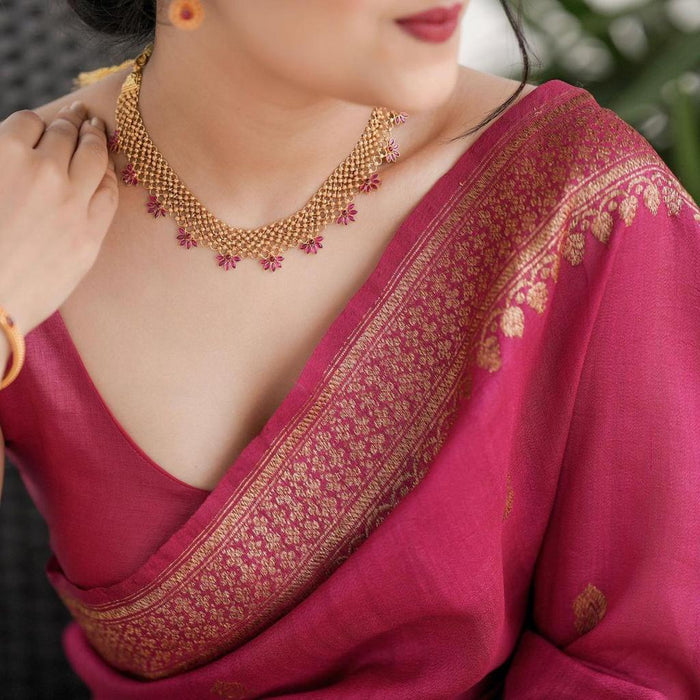 Majestic Maroon Jacquard Saree – Rich Woven Beauty for Weddings & Festive Occasions