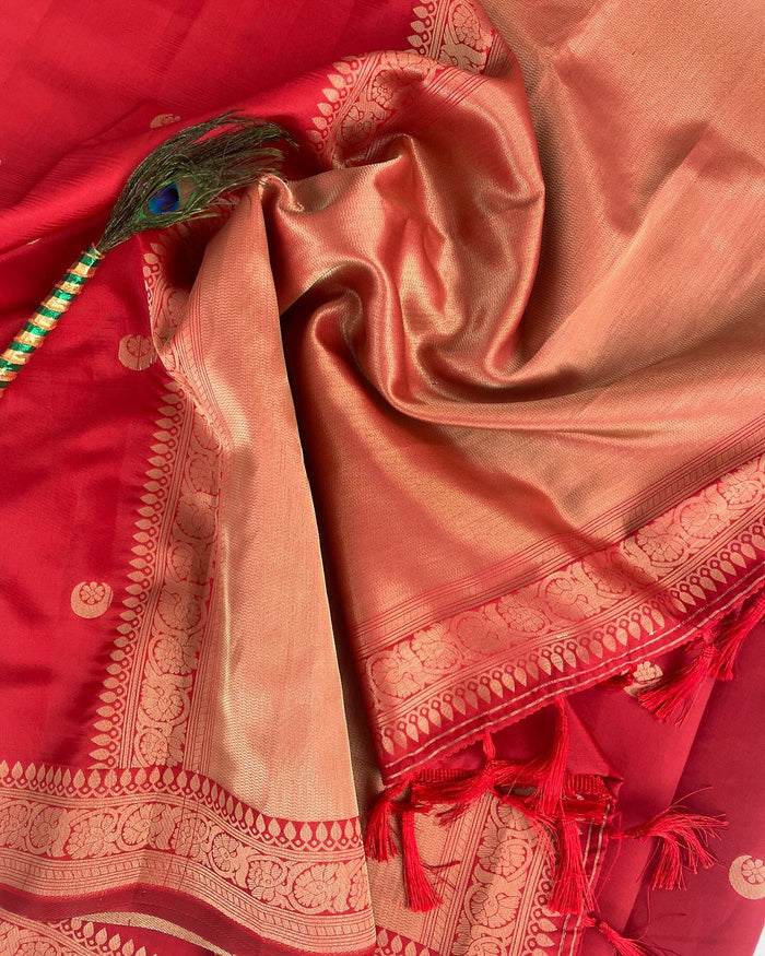 Royal Red Jacquard Saree for Weddings, Festivals & Special Occasions