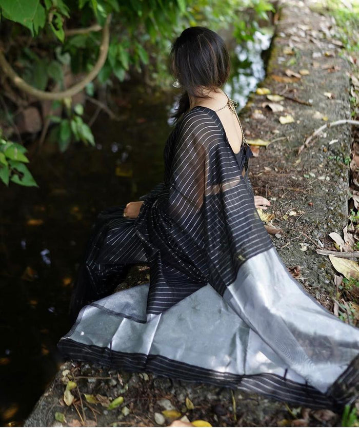 Classic Black Jacquard Saree for Timeless Festive & Party Wear