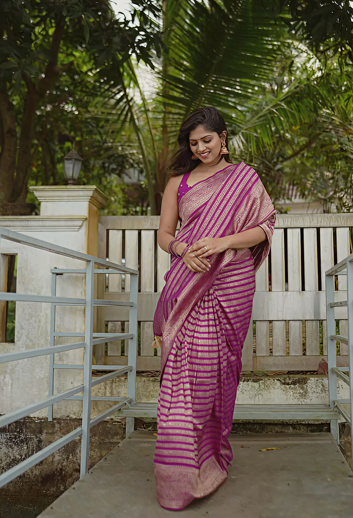 Blush Pink Jacquard Saree – Soft Woven Elegance & Festive-Ready Style