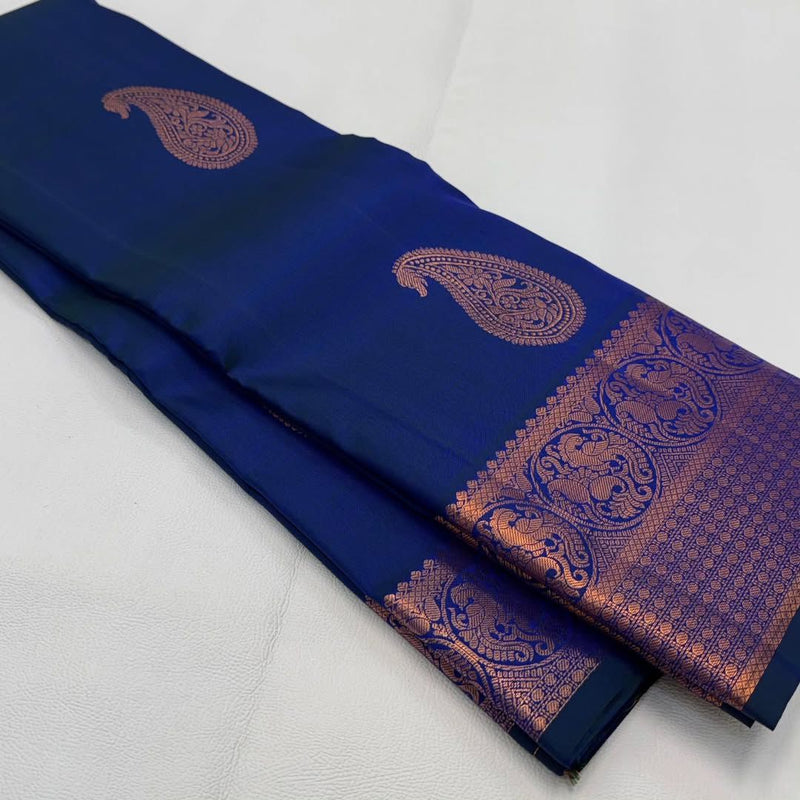 Navy Blue Jacquard Saree