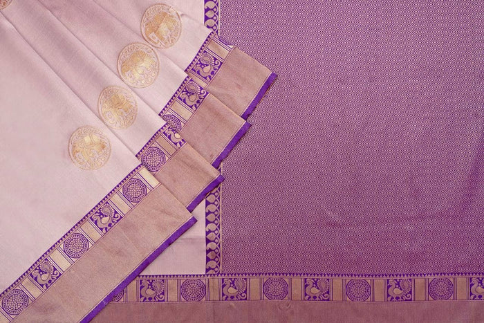 Elegant Peach Purple Jacquard Saree – Festive & Party Wear