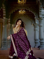 Wine Jacquard Saree