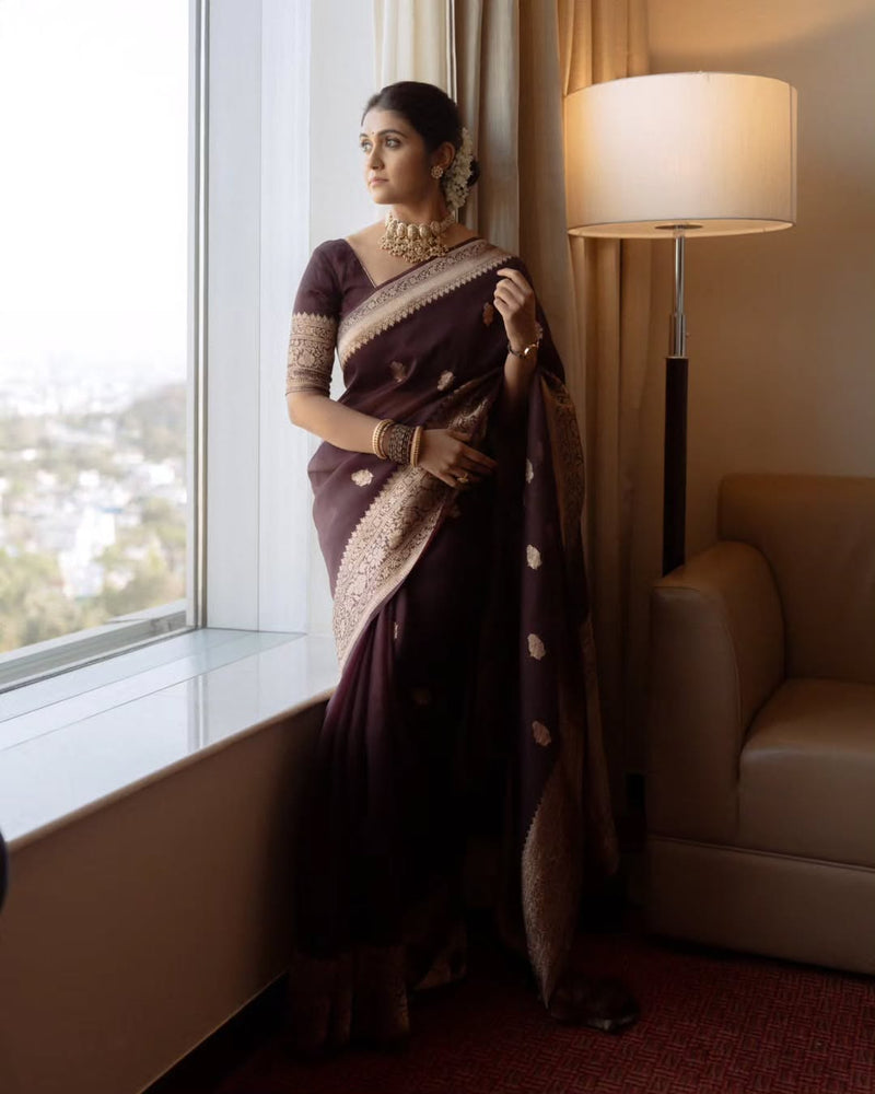 Elegant Maroon Jacquard Saree