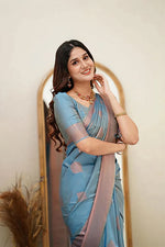 Serene Sky Blue Jacquard Saree 