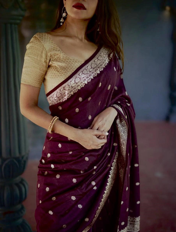 Wine Jacquard Saree – Luxurious Elegance in a Royal Deep Wine Shade