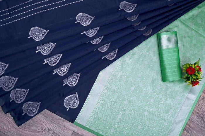 Blue Jacquard Saree – Stylish Woven Saree with Elegant Traditional Charm