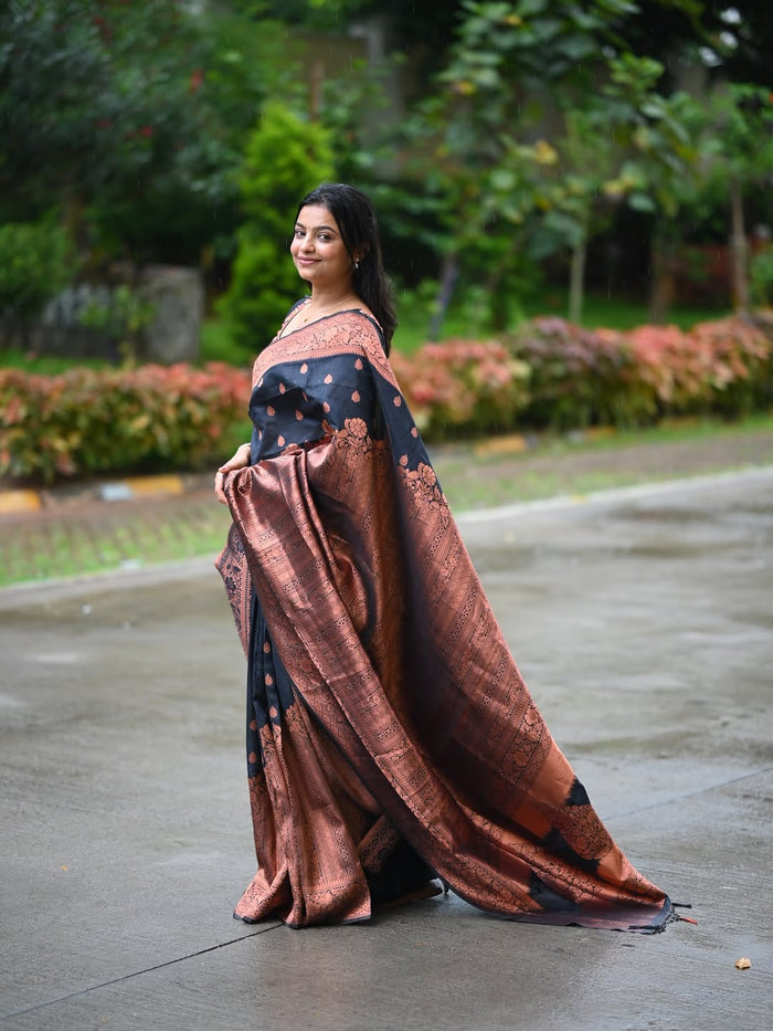 Classic Black Jacquard Saree – Timeless Elegance with a Luxurious Weave