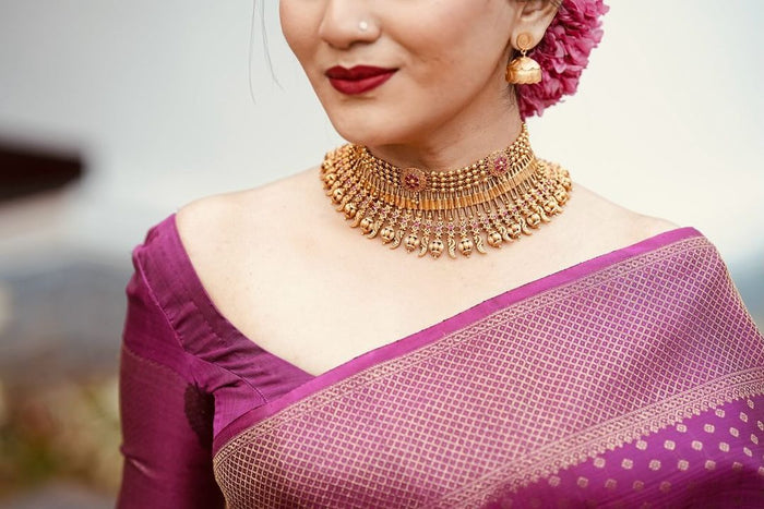 Royal Purple Jacquard Saree – Premium Festive & Wedding Wear Elegance
