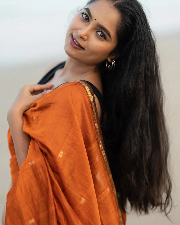 Orange Jacquard Saree – Vibrant & Elegant Indian Ethnic Wear