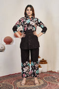 Elegant Black Floral Pure Cotton Printed Co-Ord Set