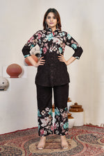 Elegant Black Floral Pure Cotton Printed Co-Ord Set