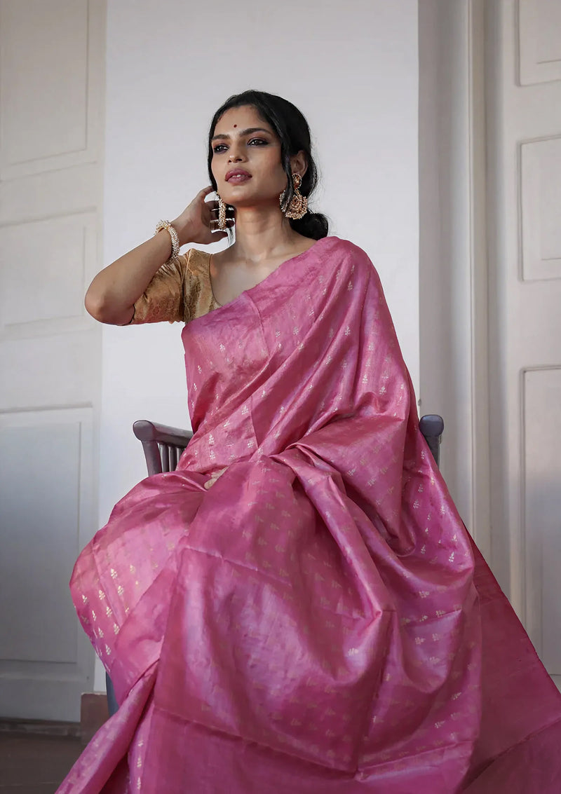 Charming Pink Jacquard Saree 