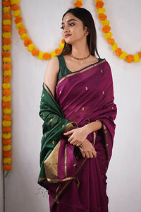 Wine Green Jacquard Saree for Luxurious Festive & Wedding Elegance