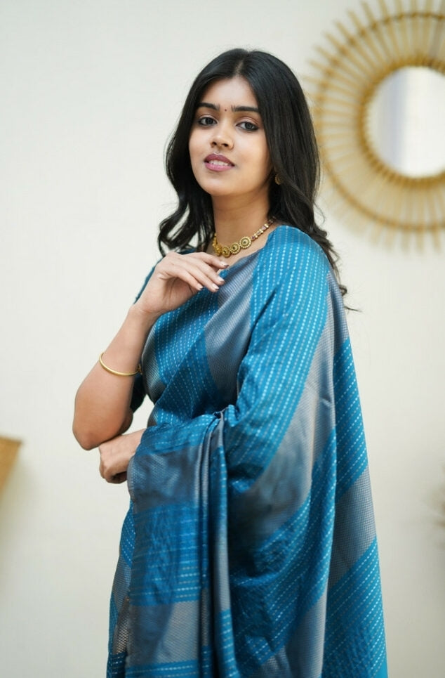 Sky Blue Jacquard Saree
