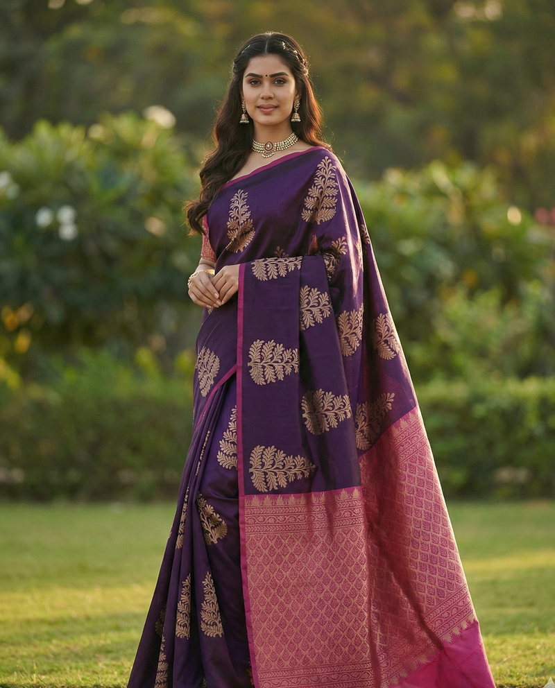 Purple Jacquard Saree