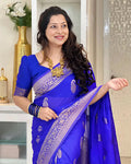 Elegant Blue Jacquard Saree – Premium Woven Traditional Saree for Festive & Party Wear