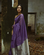 Purple Grey Jacquard Saree