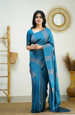 Sky Blue Jacquard Saree