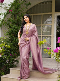 Lavender Jacquard Saree – Soft Pastel Elegance with Luxurious Woven Texture