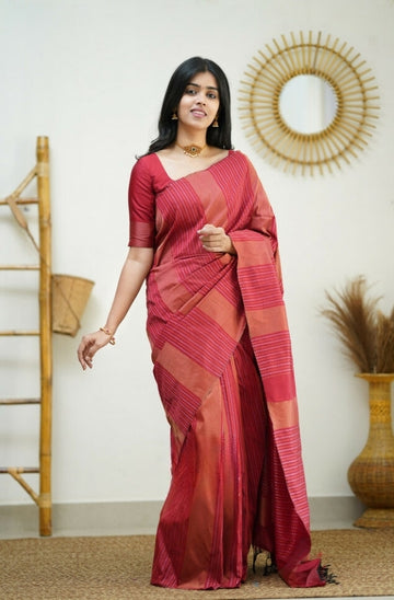 Luxurious Red Jacquard Saree for Weddings & Grand Celebrations