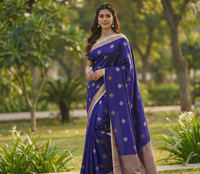 Royal Blue Jacquard Saree – Luxurious Woven Saree for Festive & Wedding Wear