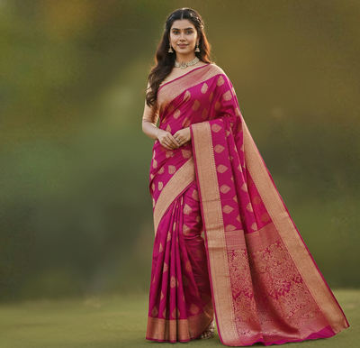 Rani Pink Jacquard Saree