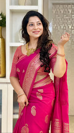 Charming Pink Jacquard Saree