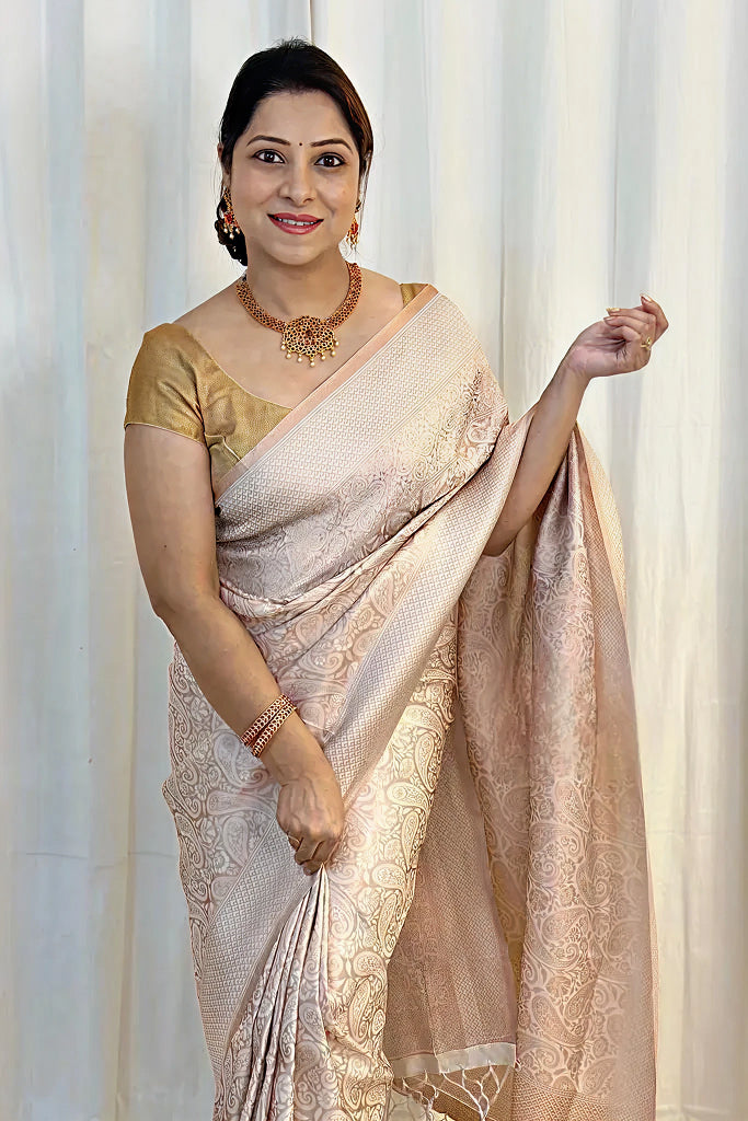 Elegant White Jacquard Saree