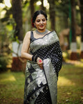 Opulent Black Jacquard Saree for Timeless Party & Festive Style