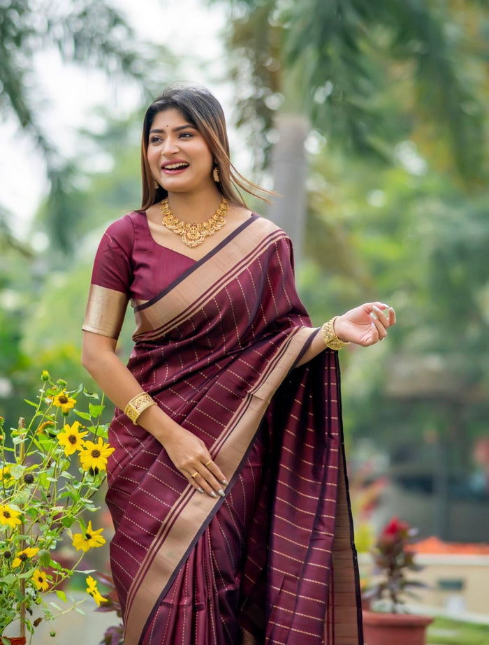 Royal Maroon Jacquard Saree – Elegant Festive & Wedding Wear