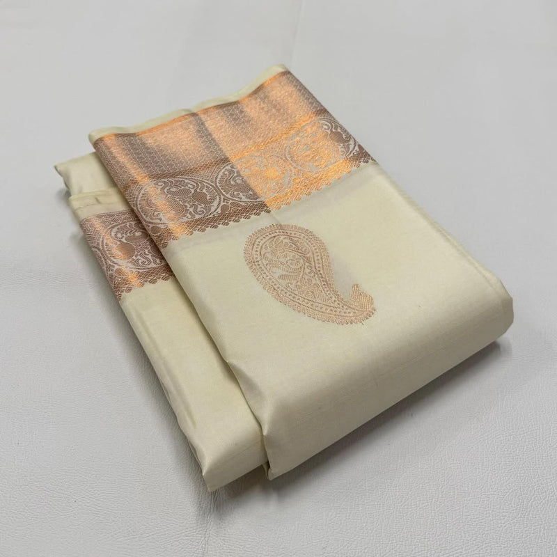 Off White Jacquard Saree