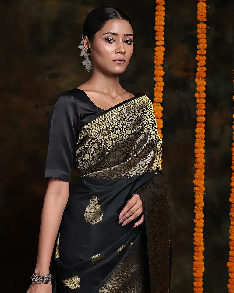 Classic Black Jacquard Saree