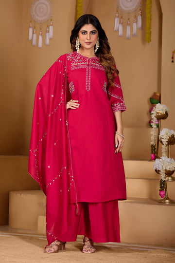 Rani Pink Mango Silk Anarkali Set
