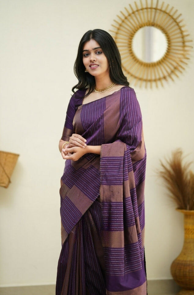 Royal Purple Jacquard Saree for Festive & Wedding Elegance