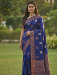 Royal Blue Jacquard Saree – Premium Woven Saree for Festive & Everyday Elegance