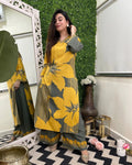Mustard Bloom Embroidered Rayon Co-Ord Set