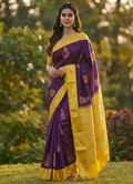 Purple Jacquard Saree – Royal Woven Saree for Weddings & Festive Celebrations