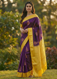 Purple Jacquard Saree – Royal Woven Saree for Weddings & Festive Celebrations