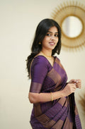Royal Purple Jacquard Saree for Festive & Wedding Elegance