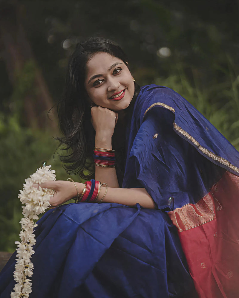 Blue Jacquard Saree